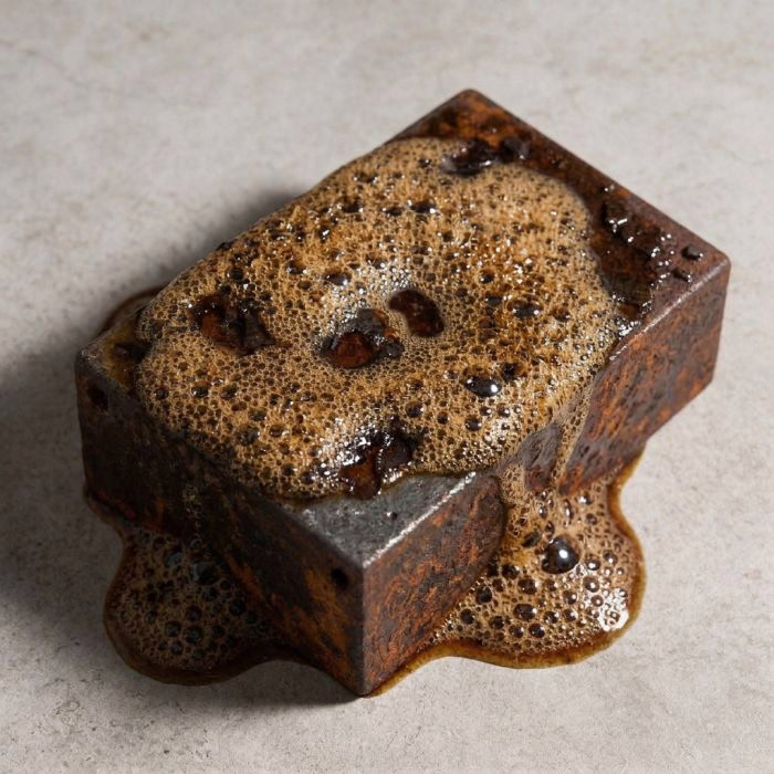 Brown foam forming on the metal during the 5 to 10 minute dwell time